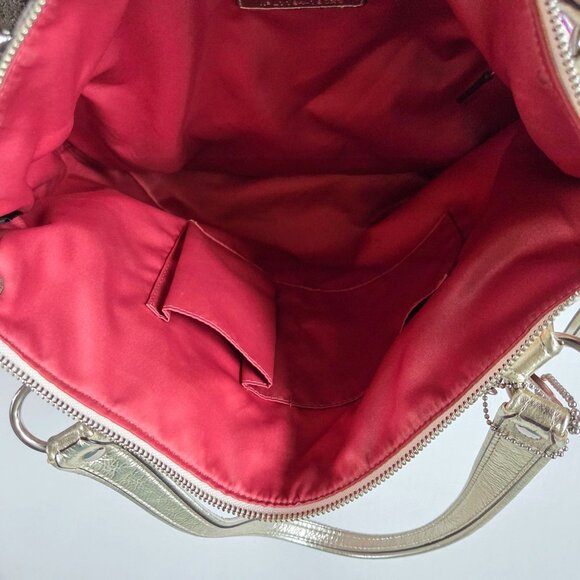 Coach Purse Poppy Dream Signature C Glam Multicolor White Canvas Tote Bag 19023 - Picture 13 of 14